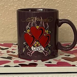 Ed Hardy Dark Purple Heart Love Mug.   New